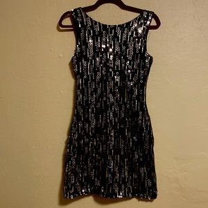 Black Gold Sequin Mini Dress